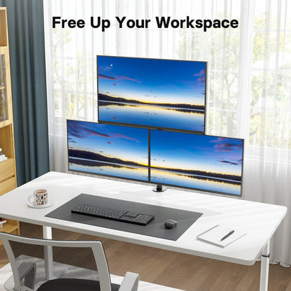 BONTEC Dreifach-Monitorhalterung für einen 32-Zoll-Bildschirm und zwei 27-Zoll-Bildschirme, bis zu 10 kg Tragkraft, mit voller Bewegungsfreiheit, zwei Installationsoptionen und integriertem Kabelmanagement